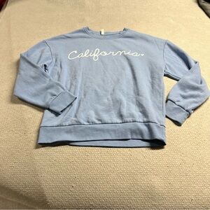 ⭐️ California Graphic Print Blue Cotton Blend Crewneck Sweatshirt Size Large EUC